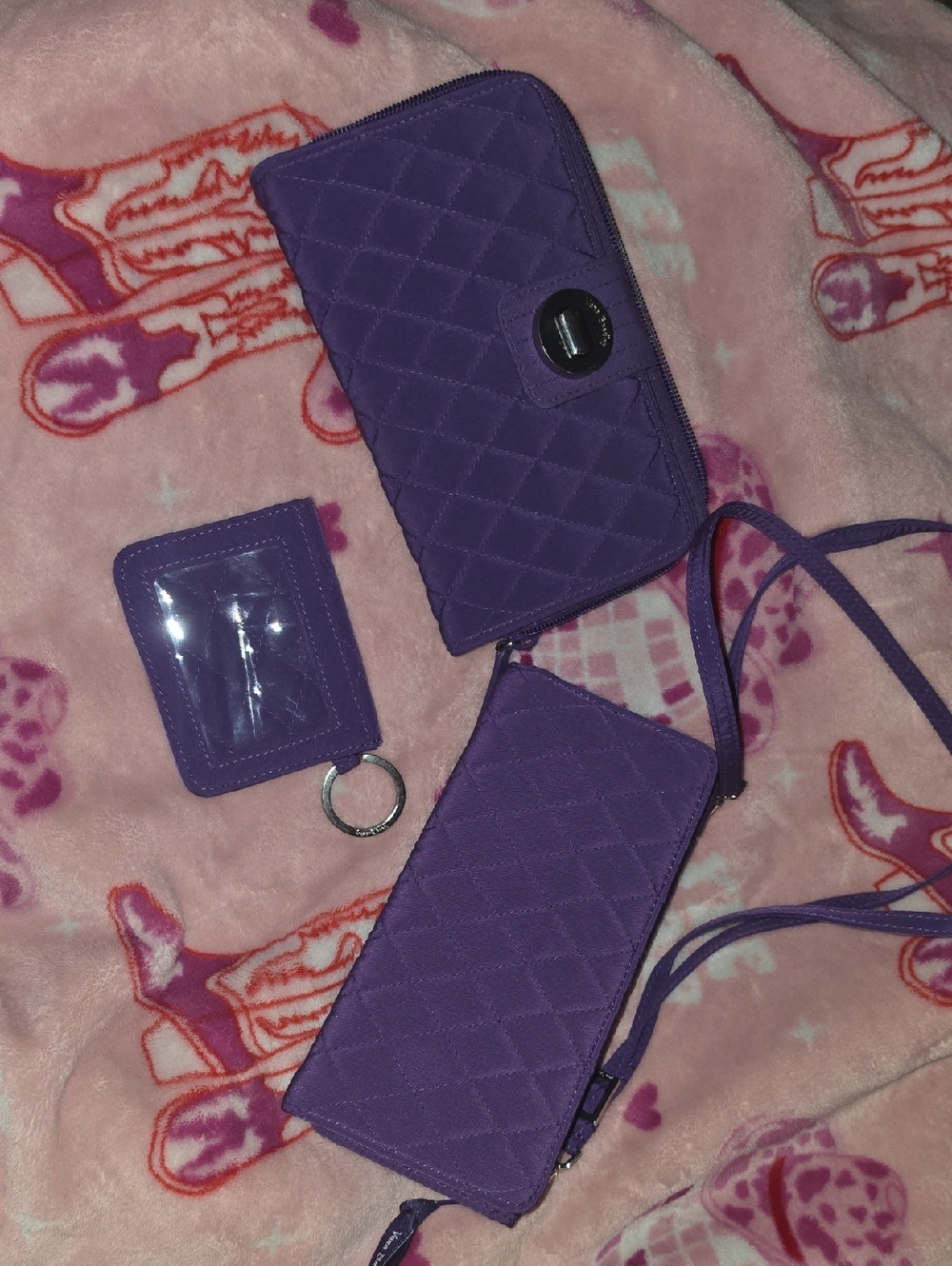 Vera Bradley Purple Quilted Crossbody Wallet Set